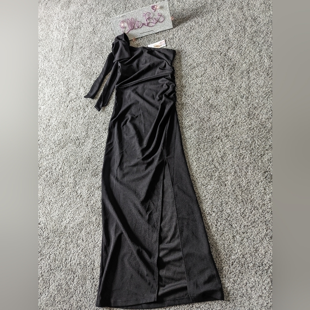NWT Pretty Garden One Shoulder Bow Detail Dress Formal S - Picture 5 of 12